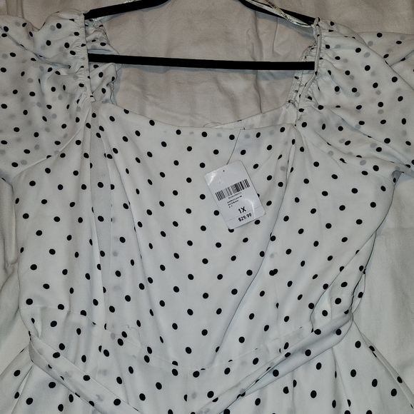 Black and white polka dot Forever 21 long romper - Picture 2 of 5